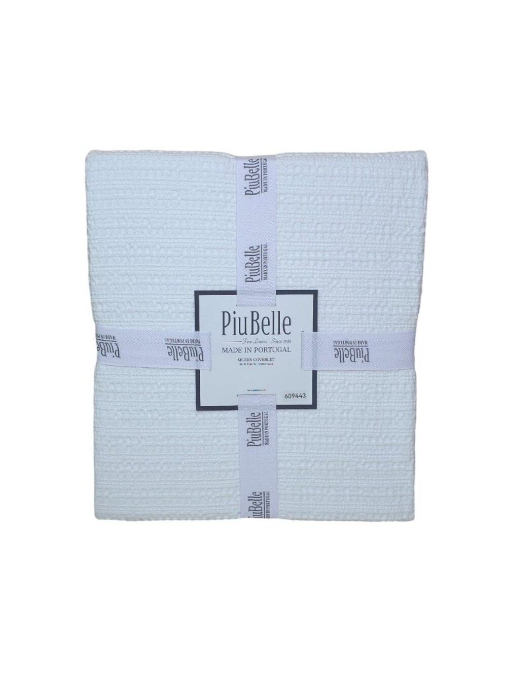 PiuBelle Queen Coverlet Lightweight Cotton Textured 88"x94" Made In Portugal